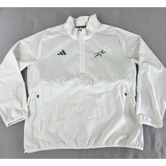 Adidas Lightweight 3/4 Zip White Mens Sz Large Pockets NWT - Picture 1 of 9